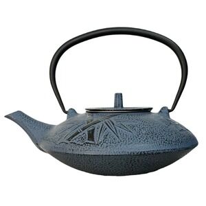 OLD DUTCH  Tetsubin Style Cast Iron Teapot w/ Stainless Infuser Blue Bamboo